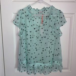 SEE THROUGH GREEN TOP WITH STARS